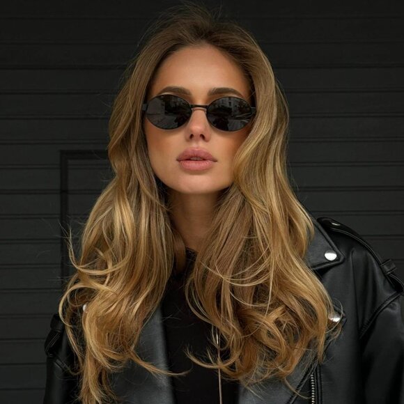 Saint Laurent SL692 001 Oval Sunglasses - Semimatte Black/Black main image 10